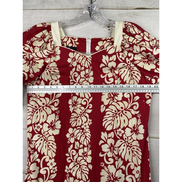 Royal Creations Hawaiian Dress L Red Hibiscus Muumuu Maxi Ruffle On/Off Shoulde - Picture 5 of 11